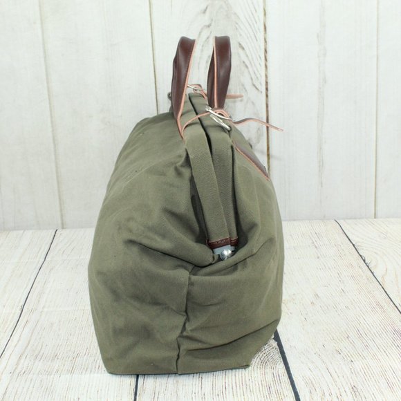 Green Canvas Leather Handle Studded Metal Clasp Heavy Duty Tool Bag - Picture 3 of 10